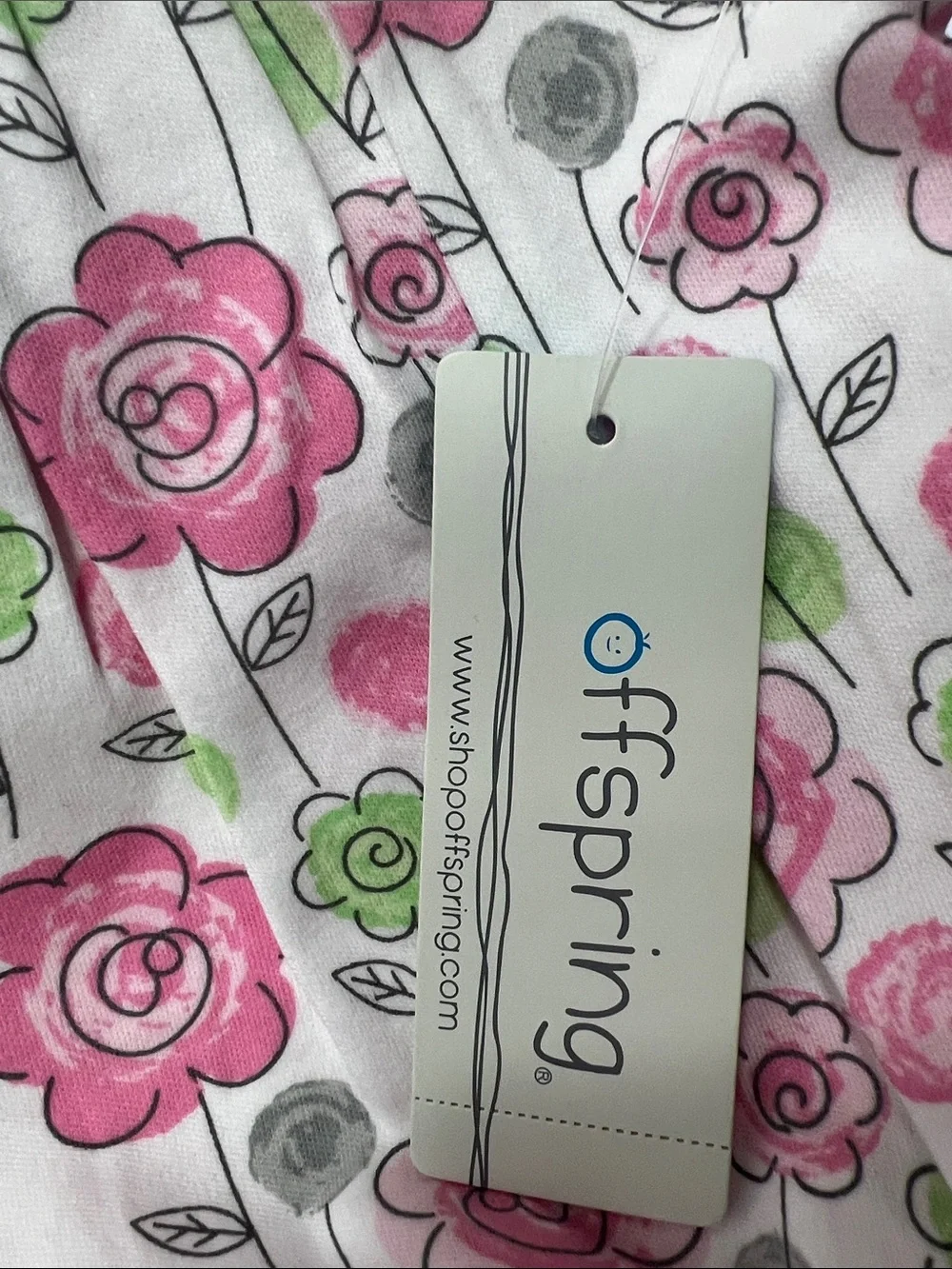 Offspring Pink & Green Floral Baby Dress with Hat NWT